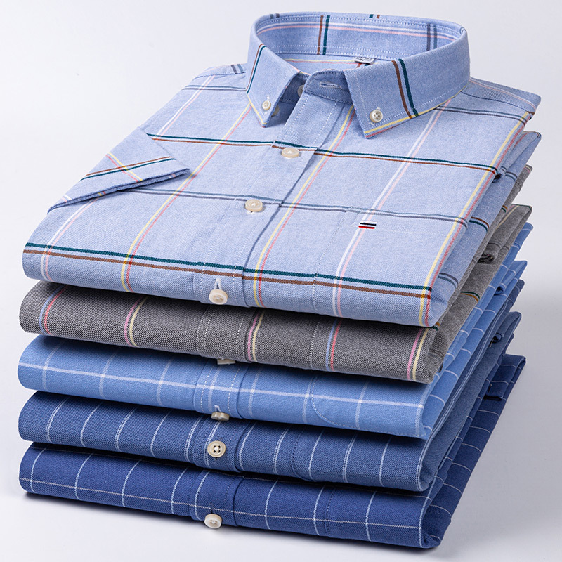 Oxford Cotton Casual Shirt Business - Men's High-quality Oxford Cotton Short Sleeved