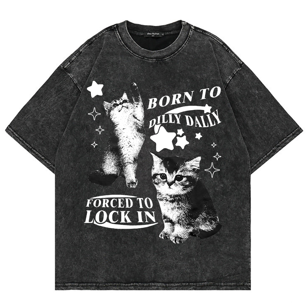 Acid Wash Vintage Graphic T Shirt - 100% Cotton Vintage Washed Y2k Funny