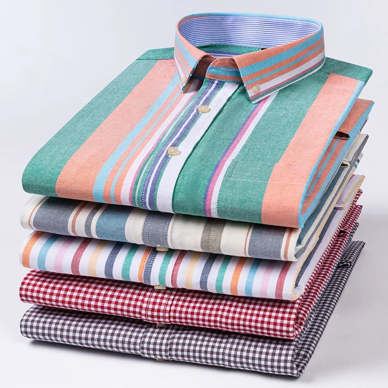 2026 100% Cotton Oxford Stripe - Oxford Cotton Casual Shirt Business ulasan dan harga