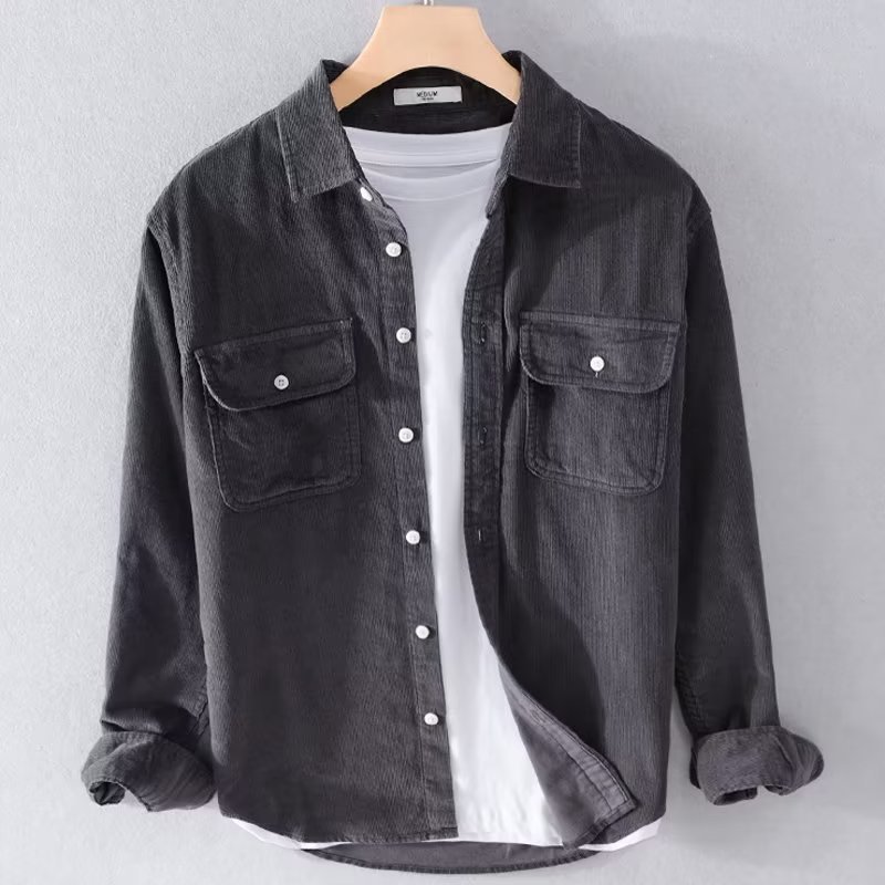 Men's Corduroy Shirt Solid Col - Corduroy Button Up Shirt Men ulasan dan harga