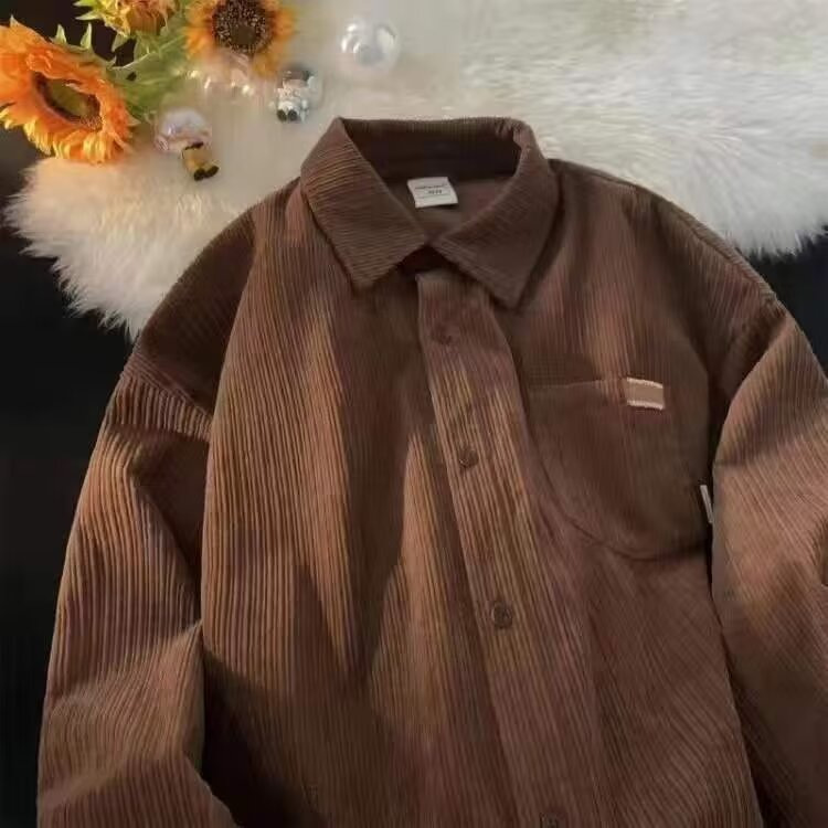 Men's Corduroy Shirt Solid Col - Corduroy Button Up Shirt Men ulasan dan harga