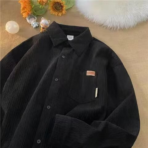 Men's Corduroy Shirt Solid Col - Corduroy Button Up Shirt Men ulasan dan harga